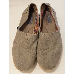 Sketchers Bobs Canvas Espadrille Wedge Grey 9